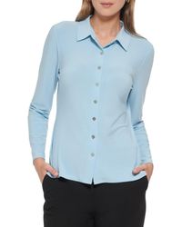 Tommy Hilfiger - Long Sleeve Soft Button Front Work Blouse - Lyst