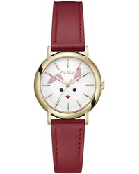 Furla - Easy Shape Red Genuine Leather Strap Watch - Lyst
