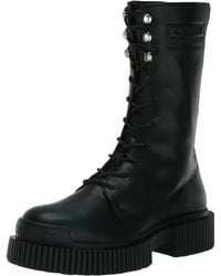 Emporio Armani - A | X Armani Exchange Armani Exchange Platform Chunky Sole Leather Lace Up Combat Boot - Lyst