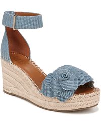 Franco Sarto - S Clemens Jute Wrapped Espadrille Wedge Sandals Denim Blue Flower 7.5m - Lyst