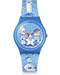 Swatch - Casual Simpsons Blue Bio-sourced Quartz Watch Tidings Of Joy - Lyst