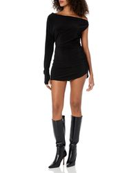 Norma Kamali - One Sleeve Drop Shoulder Side Drape Mini Dress - Lyst