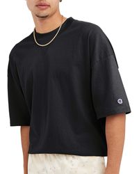 Champion - , Relaxed Fit , Midweight T-shirt, 100% Cotton, Black With Taglet, Small - Lyst