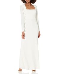 BCBGMAXAZRIA - Long Sleeve Square Neck Evening Gown With Open Back Keyhole - Lyst