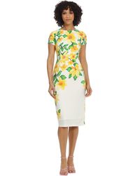 Maggy London - Placement Print Matte Jersey Midi Sheath Career Office Workwear Event Occasion Guest Of - Lyst