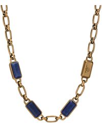 Emporio Armani - Blue Stone With Ip Antique Gold-plating Chain Necklace - Lyst