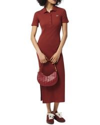 Lacoste - Long Ribbed Cotton Polo Dress - Lyst