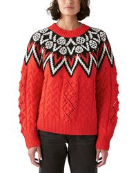 Lucky Brand - Fair Isle Cable Knit Crewneck Sweater - Lyst