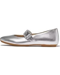 Fitflop - Delicato Crystal-buckle Leather Mary Janes Ballet Flat - Lyst