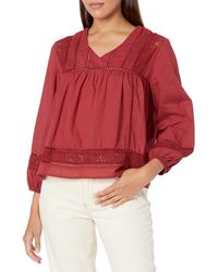 Lucky Brand - Long Sleeve V-neck Embroidered Peasant Blouse - Lyst