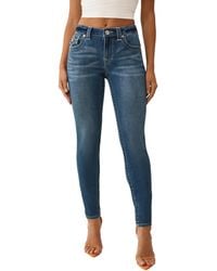 TRUE RELIGION - Money Emb Jennie Mr Skinny Jeans – Skinny Fit With Big T Flap & - Lyst