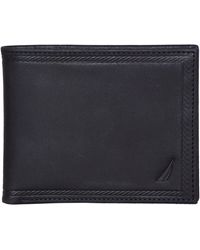 Nautica - Mens Classic Sail Bifold Leather Wallet | Rfid Blocking Protection | Id Window | 6 Card Slots | 2 Slip Pockets | - Lyst