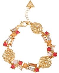 Guess - Goldtone Licht Perzik Glas Crystal Line Armband - Lyst