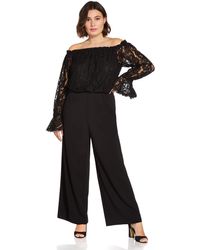 Adrianna Papell - Off-the-shoulder Lace Jumpsuit - Lyst