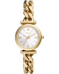 Fossil - Carlie Three-hand Gold-tone Stainless Steel Watch And Bracelet Set - Lyst
