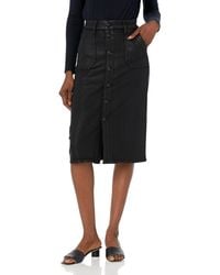PAIGE - Meadow Midi Skirt Utility Pkts In Black Fog Luxe Coating - Lyst