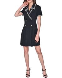 Karl Lagerfeld - Paris Jacquard Trim Pleated Skirt Short Sleeve Coat - Lyst