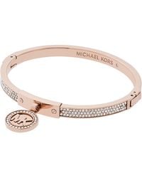 Michael Kors - Stainless Steel And Pavé Crystal Mk Logo Bangle Bracelet For - Lyst