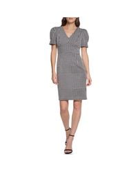 DKNY - V-neck Short Puff Sleeve Dress - Lyst
