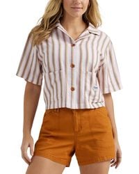 Lee Jeans - Legendary Short Sve Crop Chore Shirt Large Bronzy Blush Stripe - Lyst