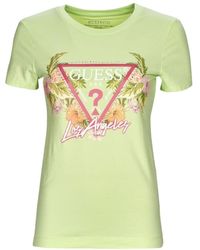Guess - T-shirt ss cn triangle flowers tee - Lyst