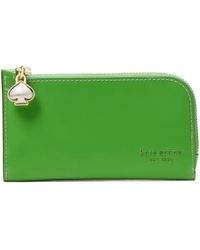 Kate Spade - Devin Patent Leather W Spade Zipper Puller Small Slim Bifold Wallet - Lyst