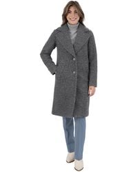 Nine West - Notch Collar Single Breasted Faux Wool Coat - Lyst