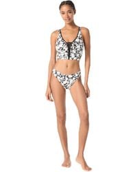 Michael Kors - Monotone Floral Lace Up Crop Top - Lyst