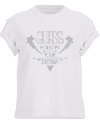 Guess - Eco Short Sleeve Script Lace Logo Easy Tee - Lyst