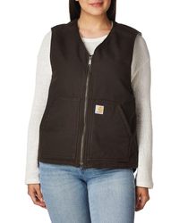 Carhartt - Relaxed Fit Washed Duck Sherpa-lined Vest - Lyst