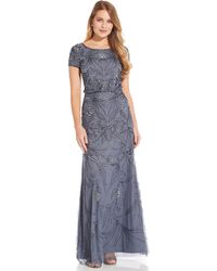 Adrianna Papell - Long Beaded Dress - Lyst