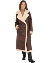 Frye - Faux Shearling Maxi Double Breasted Coat - Lyst