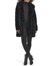 Kenneth Cole - Plush Grooved Faux Mink Coat With Shawl Collar - Lyst