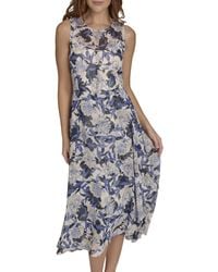 Tommy Hilfiger - Printed Sleeveless Keyhole Neck Maxi Dress - Lyst