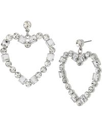 Steve Madden - S Jewelry Mixed Stone Heart Drop Earrings - Lyst