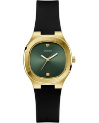Guess - Black Strap Green Dial Gold Tone - Lyst