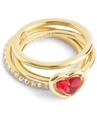 COACH - Halo Heart Stackable Ring Set - Lyst