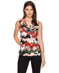 Kasper Womens Brush Stroke Topstich Ity Pleat Neck Cami