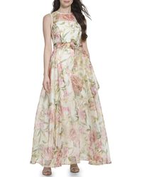 Eliza J - Plus Gown Style Floral Organza Sleeveless Jewel Neck Dress - Lyst