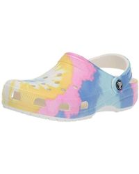 blue tie dye crocs womens