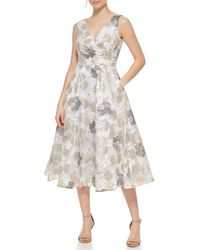 Eliza J - Midi Style Floral Organza Sleeveless V-neck Dress - Lyst