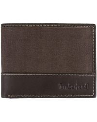 Timberland - Baseline Leather Canvas Wallet With Attached Flip Pocket - Lyst