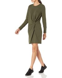 Core 10 Cotton Modal Fleece Twist Long Sleeve Sweatshirt Dress - Green