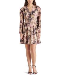 Steve Madden - Fiora Smocked Waist Long Sleeve Minidress - Lyst