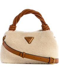 Guess - Handtas Schoudertas Shaida Top Handle Crossbody Bag Natural/cognac Crème - Lyst