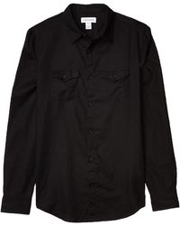 Calvin Klein - Long Sleeve Stretch Cotton Linen Button Down Shirt - Lyst