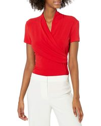 DKNY - Short Sleeve Side Ruche Top - Lyst