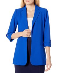calvin klein satin stripe roll cuff long open front jacket