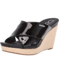 calvin klein jacolyn leather wedge sandals