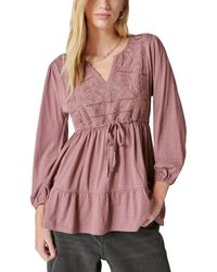 Lucky Brand - Embroidered Tiered Tunic Top - Lyst